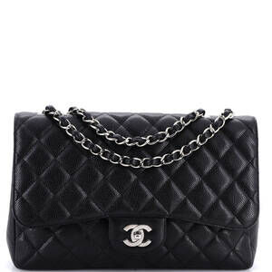 Chanel Jumbo Classic Single Flap Bag Quilted Caviar